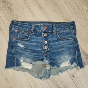 American Eagle Hi-Rise Shortie Super Stretch Button Front Women's Size 4
